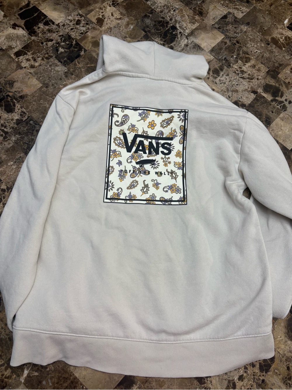 Vans Cream Hoodie with Floral Logo Back Print medium - Picture 2 of 8